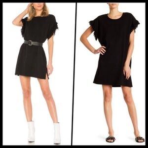 NWT Current/Elliott Recrafted Ruffle Black Mini Dress